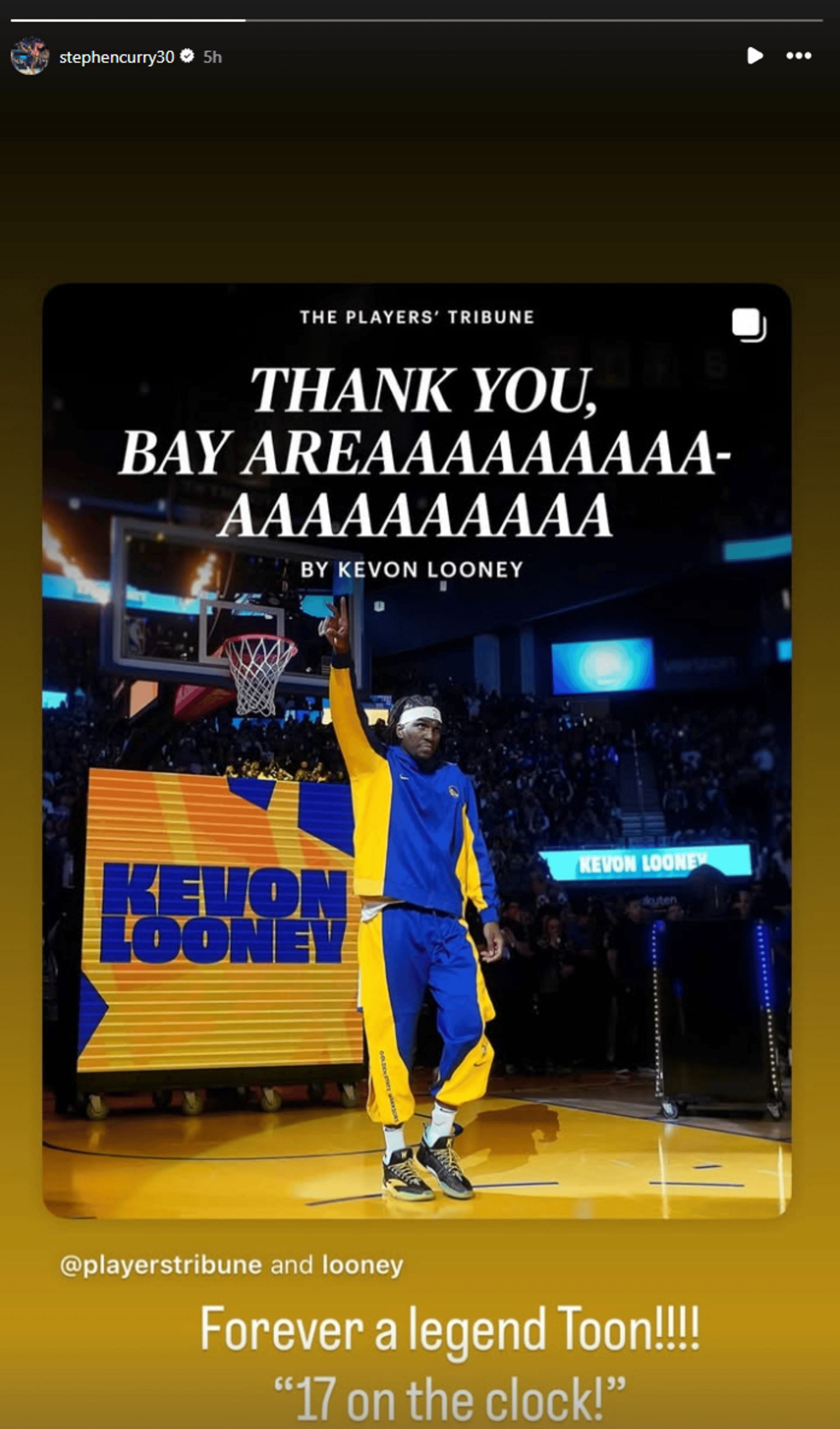 Steph Curry's Instagram story